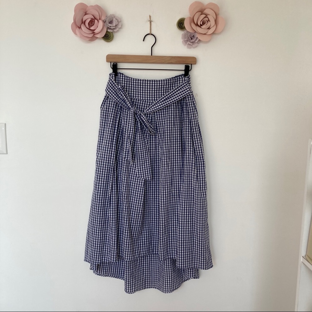 Max Studio blue gingham  skirt 100% cotton